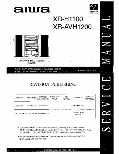 Aiwa Service XR-H1100 XR-AVH1200 CD Stereo System - Tape mech. 2ZM-3MK2 PR4NM, CD mech. 4ZG-1 Z3NDSHM - pag. 78